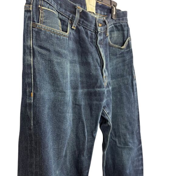 True To Cast Mens Dark Wash Distressed Button Fly Straight Leg Jeans sz 34 x 32 - Picture 4 of 16